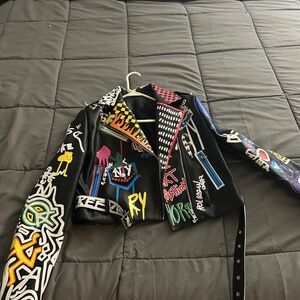 Graphite leather jacket